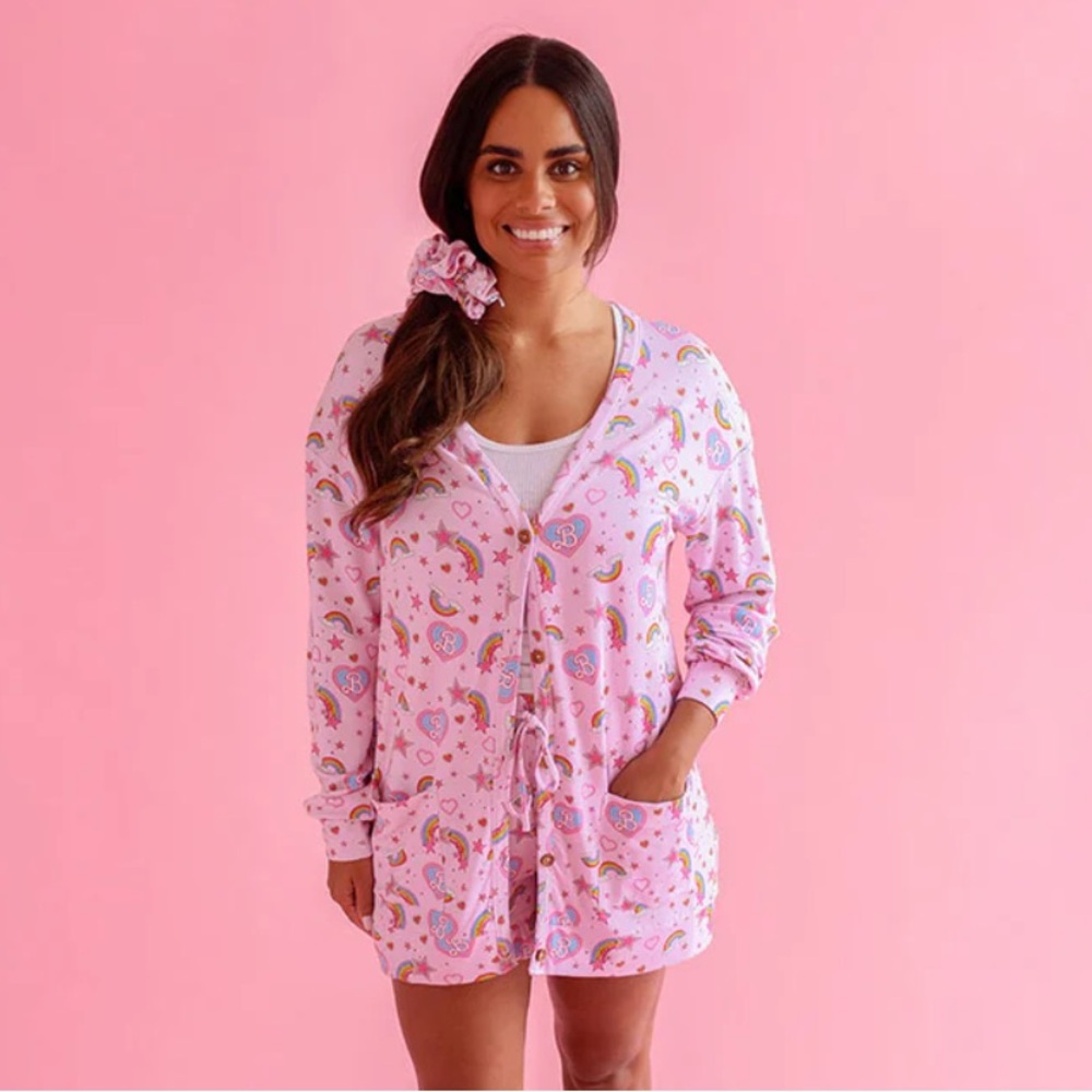 Posh Peanut BARBIE STAR POWER WOMEN'S FRENCH TERRY CARDIGAN 2XL/3XL PINK new NWT